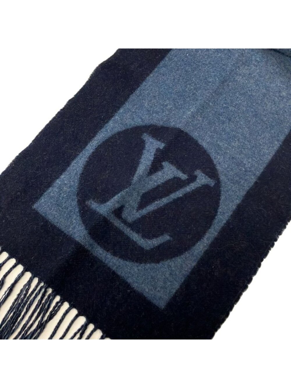 Louis Vuitton Scarf Echarpe Cardiff Blue Wool Angora - Picture 4 of 5